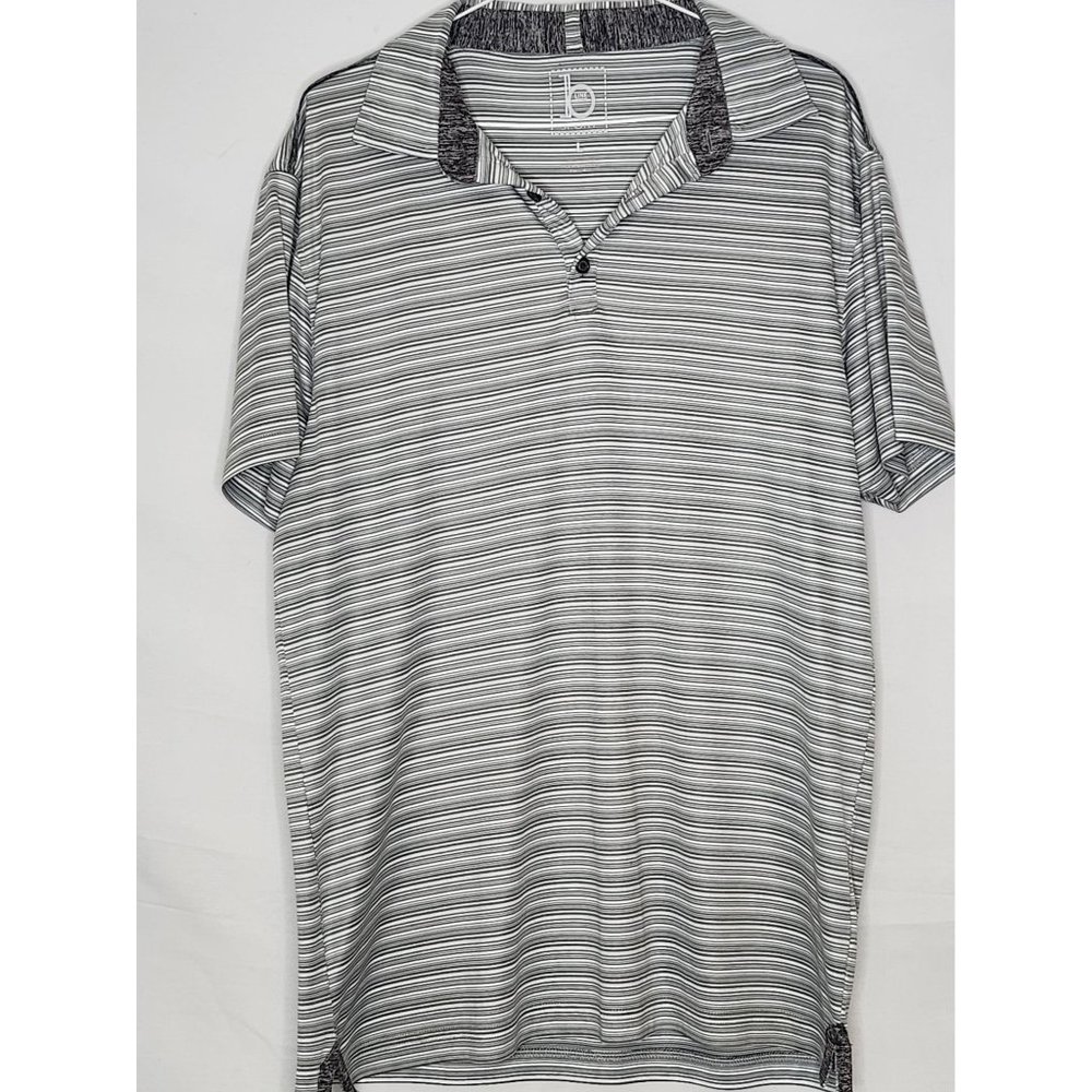B-Line Sport Mens Gray\White Stripe Short Sleeve Sz‎ L
